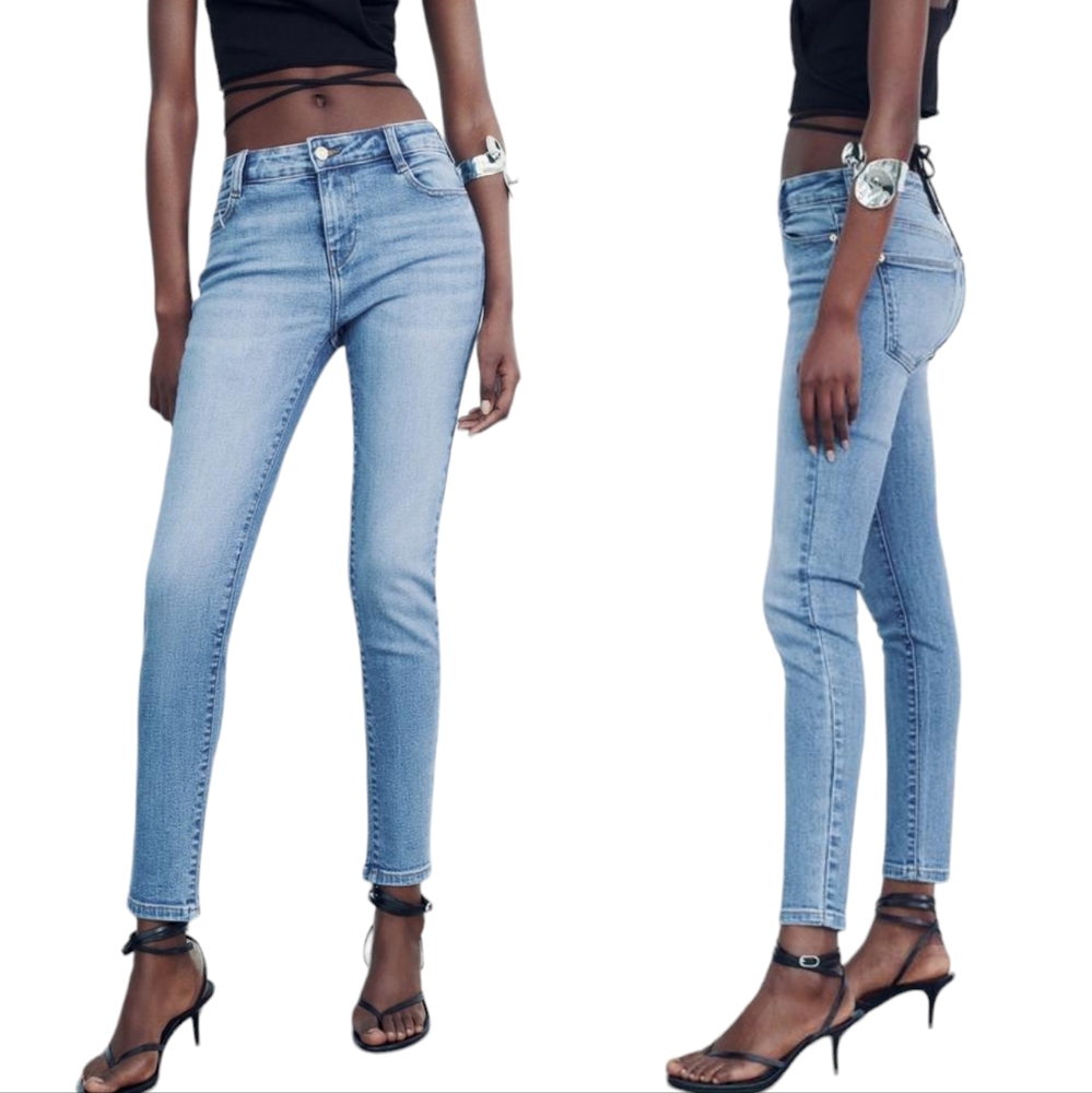 Zara Skinny Jeans Womens Size 6 Light Blue Med Rise Denim Pants
